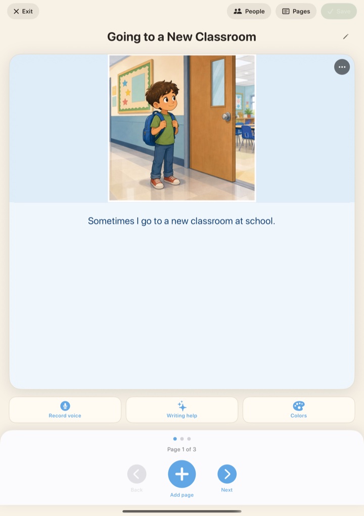 Editing a story page in Mystoria
